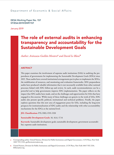 The role of external audits in enhancing transparency and accountability for the Sustainable Development Goals