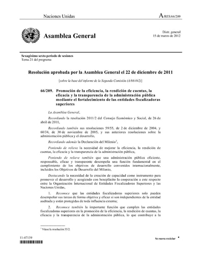 Resolución A/RES/66/209 de la ONU