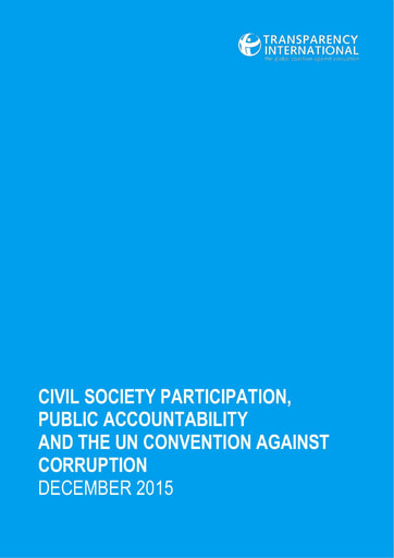 Civil Society Participation, Public Accountability and the UN Convention Against Corruption